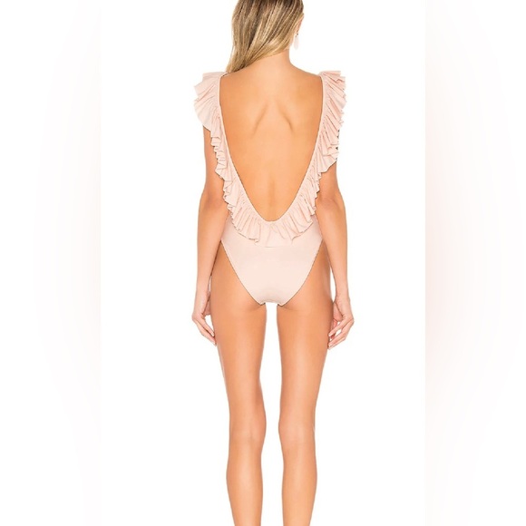 Lovers + Friends Blush Flutter By Ruffle One Piece Swimsuit sz M - Picture 4 of 8